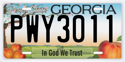 GA license plate PWY3011