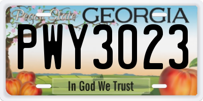 GA license plate PWY3023