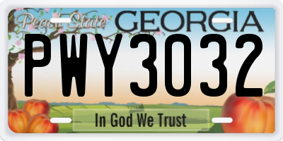 GA license plate PWY3032