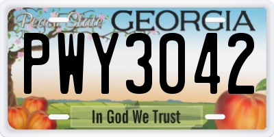 GA license plate PWY3042