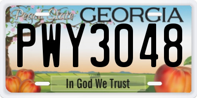 GA license plate PWY3048