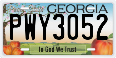GA license plate PWY3052