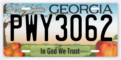 GA license plate PWY3062