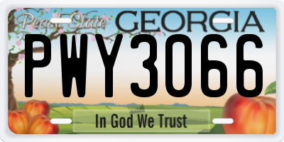 GA license plate PWY3066