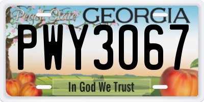 GA license plate PWY3067