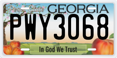 GA license plate PWY3068