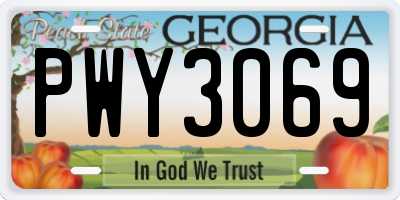 GA license plate PWY3069