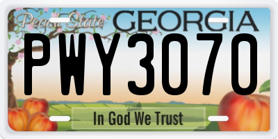 GA license plate PWY3070