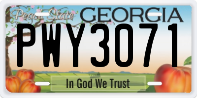 GA license plate PWY3071