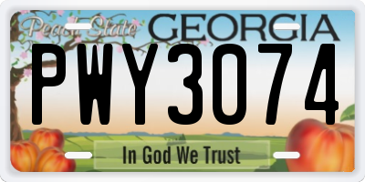 GA license plate PWY3074