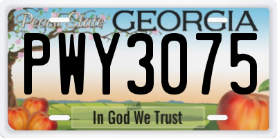 GA license plate PWY3075