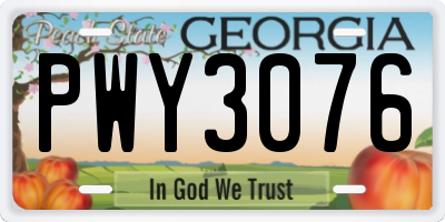 GA license plate PWY3076