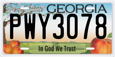 GA license plate PWY3078