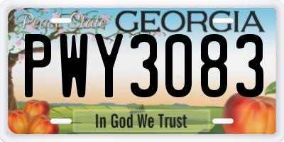 GA license plate PWY3083