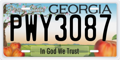 GA license plate PWY3087