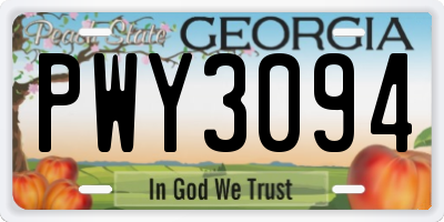 GA license plate PWY3094