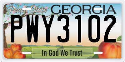 GA license plate PWY3102