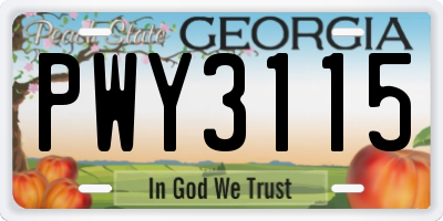 GA license plate PWY3115