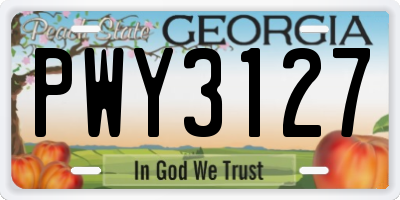 GA license plate PWY3127