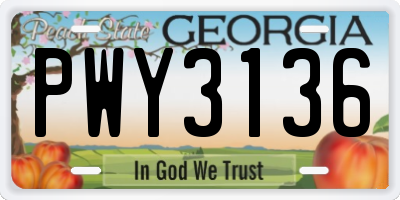 GA license plate PWY3136