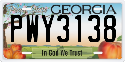 GA license plate PWY3138