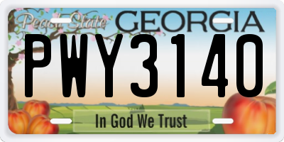 GA license plate PWY3140