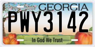 GA license plate PWY3142