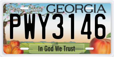 GA license plate PWY3146