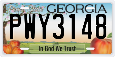 GA license plate PWY3148