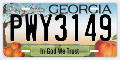 GA license plate PWY3149