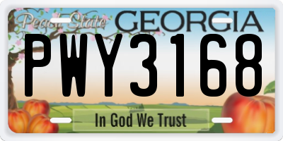 GA license plate PWY3168