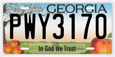 GA license plate PWY3170