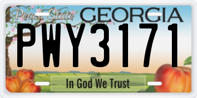 GA license plate PWY3171