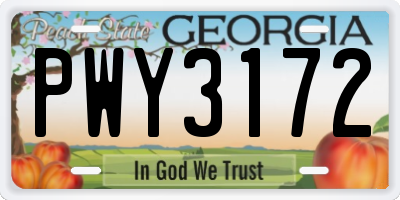 GA license plate PWY3172