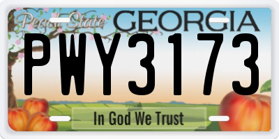 GA license plate PWY3173