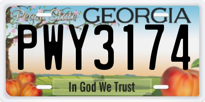 GA license plate PWY3174