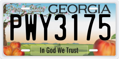 GA license plate PWY3175