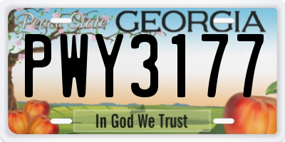 GA license plate PWY3177