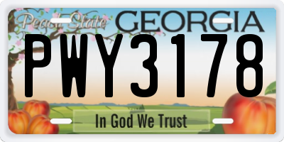 GA license plate PWY3178