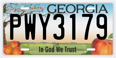 GA license plate PWY3179