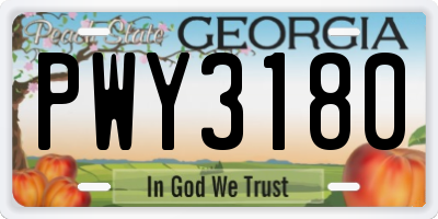 GA license plate PWY3180
