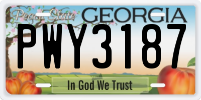 GA license plate PWY3187
