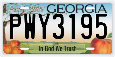 GA license plate PWY3195