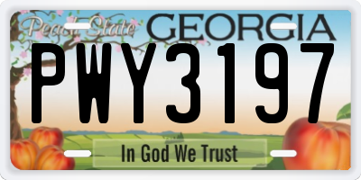 GA license plate PWY3197