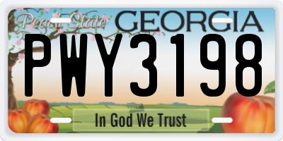 GA license plate PWY3198