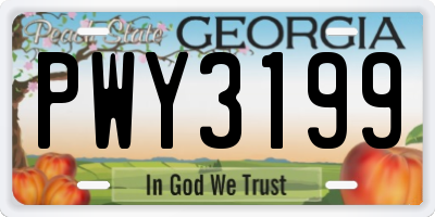 GA license plate PWY3199