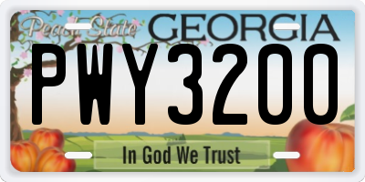 GA license plate PWY3200
