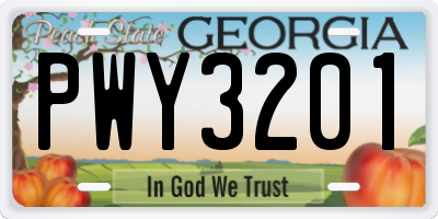 GA license plate PWY3201