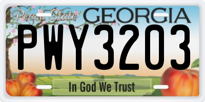 GA license plate PWY3203