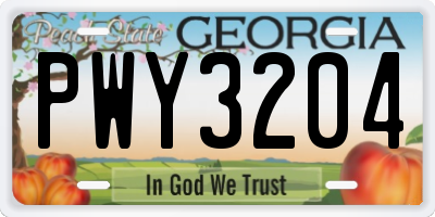 GA license plate PWY3204